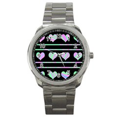 Pastel Harts Pattern Sport Metal Watch