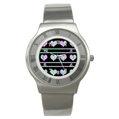 Pastel Harts Pattern Stainless Steel Watch