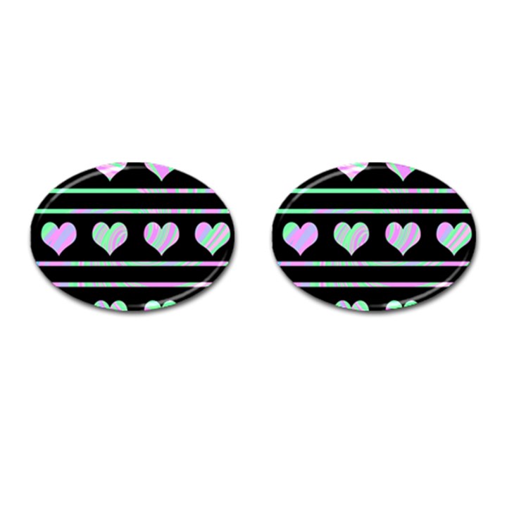 Pastel harts pattern Cufflinks (Oval)