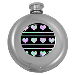 Pastel Harts Pattern Round Hip Flask (5 Oz) by Valentinaart