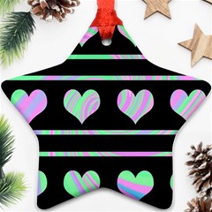 Pastel Harts Pattern Star Ornament (two Sides) 