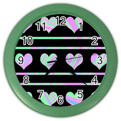 Pastel Harts Pattern Color Wall Clocks by Valentinaart