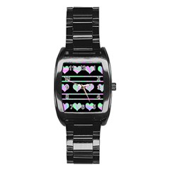 Pastel Harts Pattern Stainless Steel Barrel Watch by Valentinaart