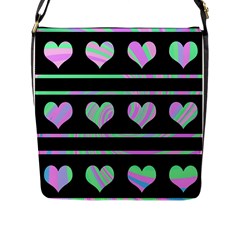 Pastel Harts Pattern Flap Messenger Bag (l)  by Valentinaart