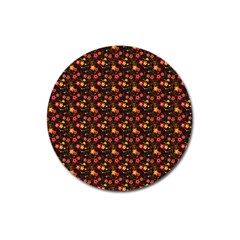 Exotic Colorful Flower Pattern Magnet 3  (round) by Brittlevirginclothing