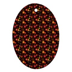 Exotic Colorful Flower Pattern Oval Ornament (two Sides) by Brittlevirginclothing