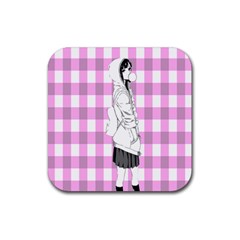 Cute Anime Girl Rubber Coaster (square)  by Brittlevirginclothing