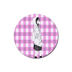 Cute Anime Girl Rubber Coaster (round)  by Brittlevirginclothing