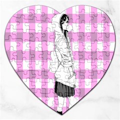 Cute Anime Girl Jigsaw Puzzle (heart) by Brittlevirginclothing