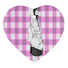 Cute Anime Girl Heart Ornament (2 Sides) by Brittlevirginclothing