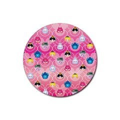 Alice In Wonderland Rubber Round Coaster (4 Pack)  by reddyedesign