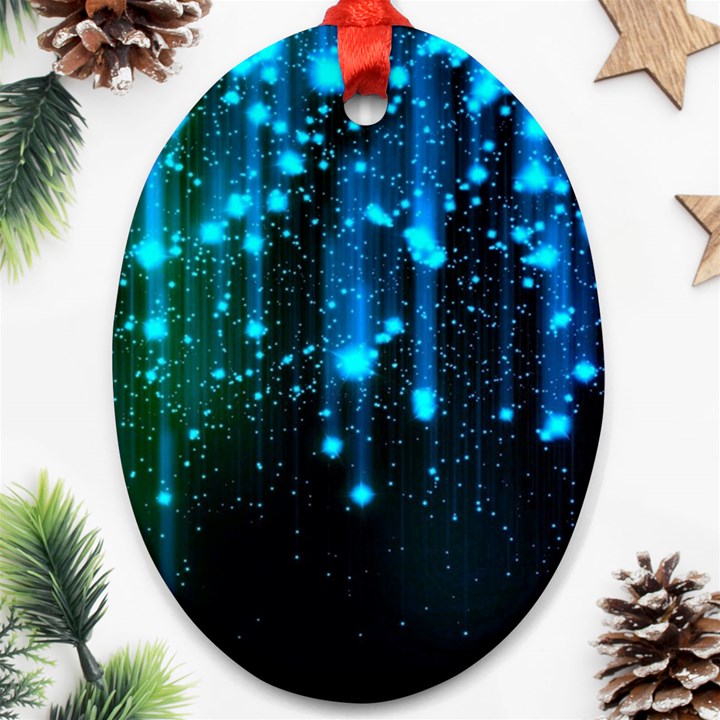 Abstract Stars Falling Oval Ornament (Two Sides)