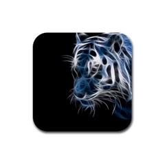 Ghost Tiger Rubber Square Coaster (4 Pack)  by Brittlevirginclothing