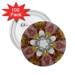 Elegant Antique Pink Kaleidoscope Flower Gold Chic Stylish Classic Design 2 25  Buttons (100 Pack)  by yoursparklingshop