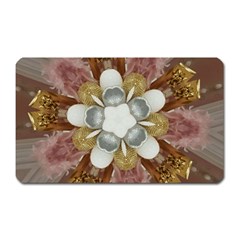 Elegant Antique Pink Kaleidoscope Flower Gold Chic Stylish Classic Design Magnet (Rectangular)