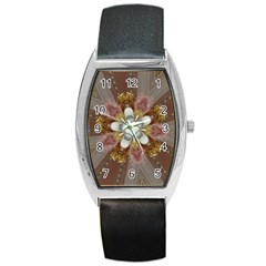 Elegant Antique Pink Kaleidoscope Flower Gold Chic Stylish Classic Design Barrel Style Metal Watch by yoursparklingshop