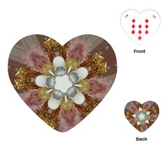 Elegant Antique Pink Kaleidoscope Flower Gold Chic Stylish Classic Design Playing Cards (Heart) 