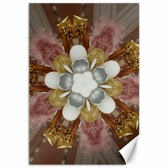 Elegant Antique Pink Kaleidoscope Flower Gold Chic Stylish Classic Design Canvas 12  x 18  