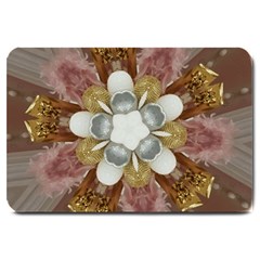 Elegant Antique Pink Kaleidoscope Flower Gold Chic Stylish Classic Design Large Doormat  by yoursparklingshop