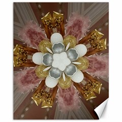 Elegant Antique Pink Kaleidoscope Flower Gold Chic Stylish Classic Design Canvas 11  X 14   by yoursparklingshop