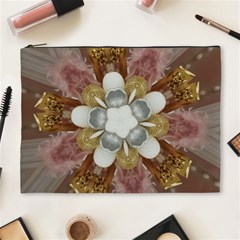 Elegant Antique Pink Kaleidoscope Flower Gold Chic Stylish Classic Design Cosmetic Bag (xl) by yoursparklingshop