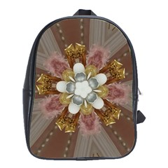 Elegant Antique Pink Kaleidoscope Flower Gold Chic Stylish Classic Design School Bags(large)  by yoursparklingshop