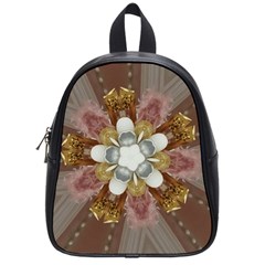 Elegant Antique Pink Kaleidoscope Flower Gold Chic Stylish Classic Design School Bags (small)  by yoursparklingshop