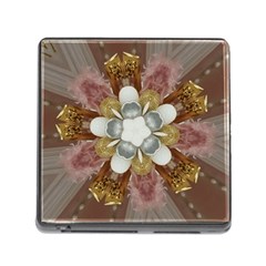 Elegant Antique Pink Kaleidoscope Flower Gold Chic Stylish Classic Design Memory Card Reader (square) by yoursparklingshop