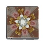 Elegant Antique Pink Kaleidoscope Flower Gold Chic Stylish Classic Design Memory Card Reader (Square) Front