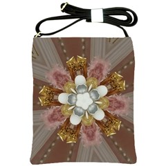 Elegant Antique Pink Kaleidoscope Flower Gold Chic Stylish Classic Design Shoulder Sling Bags by yoursparklingshop