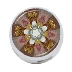 Elegant Antique Pink Kaleidoscope Flower Gold Chic Stylish Classic Design 4-Port USB Hub (Two Sides)  Front