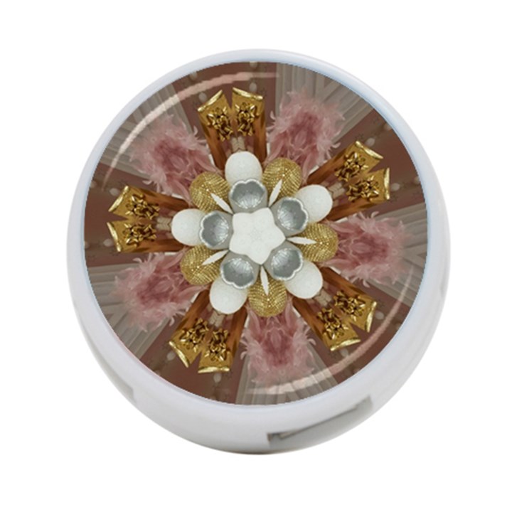 Elegant Antique Pink Kaleidoscope Flower Gold Chic Stylish Classic Design 4-Port USB Hub (Two Sides) 