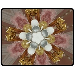 Elegant Antique Pink Kaleidoscope Flower Gold Chic Stylish Classic Design Fleece Blanket (medium)  by yoursparklingshop