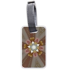 Elegant Antique Pink Kaleidoscope Flower Gold Chic Stylish Classic Design Luggage Tags (one Side)  by yoursparklingshop