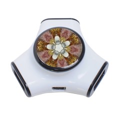 Elegant Antique Pink Kaleidoscope Flower Gold Chic Stylish Classic Design 3-port Usb Hub by yoursparklingshop