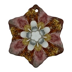 Elegant Antique Pink Kaleidoscope Flower Gold Chic Stylish Classic Design Ornament (Snowflake) 