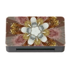 Elegant Antique Pink Kaleidoscope Flower Gold Chic Stylish Classic Design Memory Card Reader With Cf by yoursparklingshop