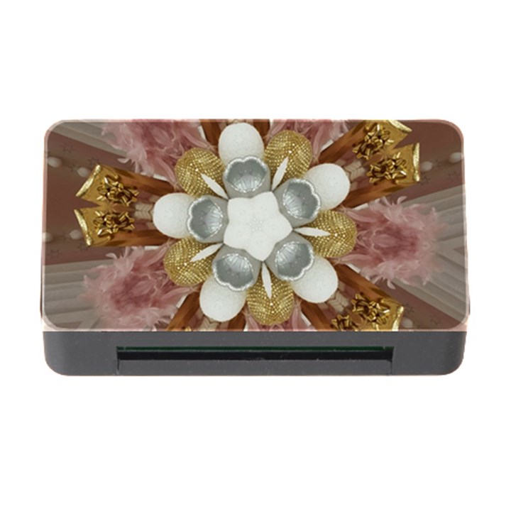 Elegant Antique Pink Kaleidoscope Flower Gold Chic Stylish Classic Design Memory Card Reader with CF