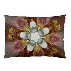 Elegant Antique Pink Kaleidoscope Flower Gold Chic Stylish Classic Design Pillow Case (two Sides) by yoursparklingshop