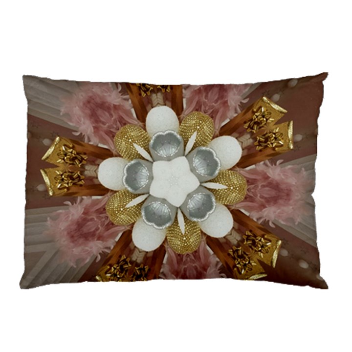 Elegant Antique Pink Kaleidoscope Flower Gold Chic Stylish Classic Design Pillow Case (Two Sides)