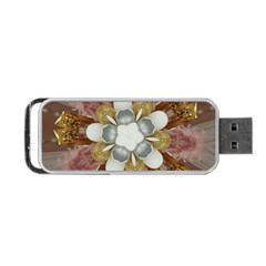 Elegant Antique Pink Kaleidoscope Flower Gold Chic Stylish Classic Design Portable Usb Flash (one Side) by yoursparklingshop