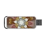 Elegant Antique Pink Kaleidoscope Flower Gold Chic Stylish Classic Design Portable USB Flash (Two Sides) Front