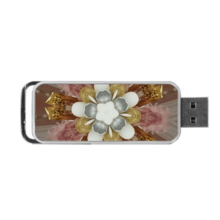 Elegant Antique Pink Kaleidoscope Flower Gold Chic Stylish Classic Design Portable USB Flash (Two Sides)