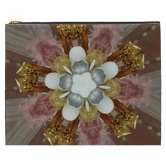 Elegant Antique Pink Kaleidoscope Flower Gold Chic Stylish Classic Design Cosmetic Bag (xxxl)  by yoursparklingshop