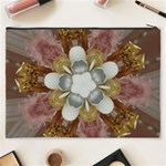 Elegant Antique Pink Kaleidoscope Flower Gold Chic Stylish Classic Design Cosmetic Bag (XXXL)  Back