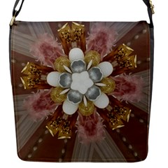 Elegant Antique Pink Kaleidoscope Flower Gold Chic Stylish Classic Design Flap Messenger Bag (S)