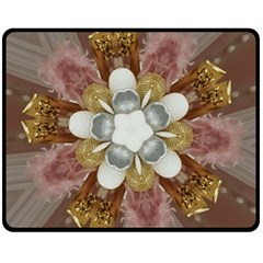 Elegant Antique Pink Kaleidoscope Flower Gold Chic Stylish Classic Design Double Sided Fleece Blanket (medium)  by yoursparklingshop