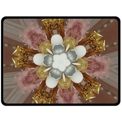 Elegant Antique Pink Kaleidoscope Flower Gold Chic Stylish Classic Design Double Sided Fleece Blanket (large)  by yoursparklingshop