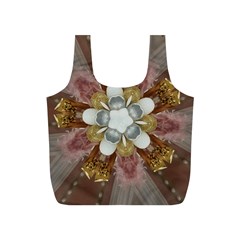 Elegant Antique Pink Kaleidoscope Flower Gold Chic Stylish Classic Design Full Print Recycle Bags (s)  by yoursparklingshop