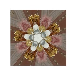 Elegant Antique Pink Kaleidoscope Flower Gold Chic Stylish Classic Design Small Satin Scarf (square) by yoursparklingshop